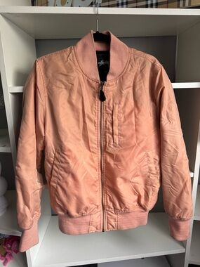 Stussy peach flight satin bomber jacket